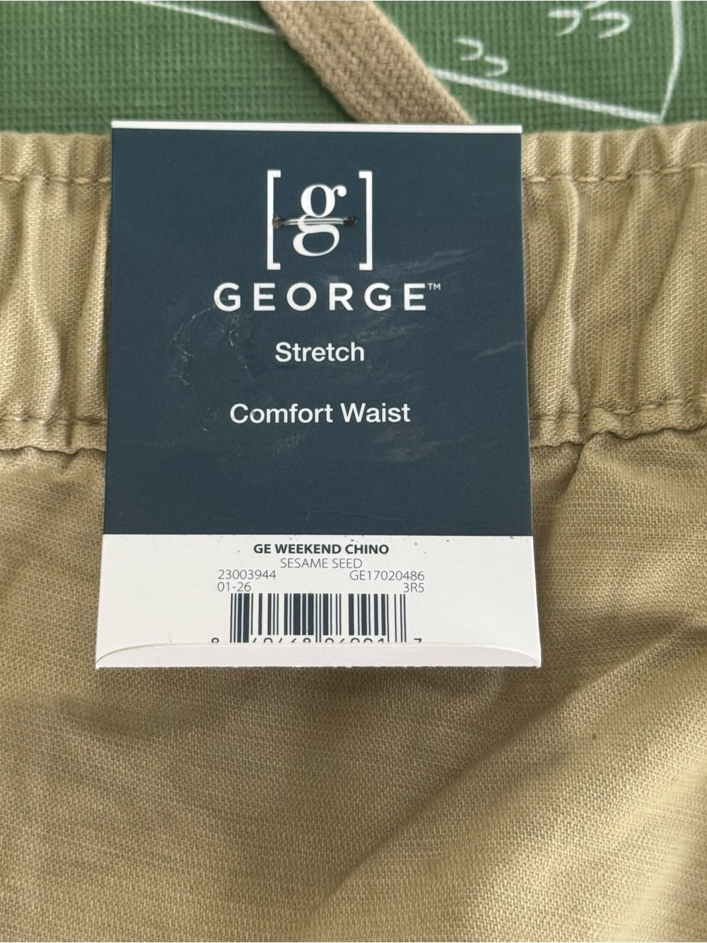George Men’s Weekend Chino Pull-On Pants XL 40-42 Khaki Stretch Straight Leg - Picture 10 of 15